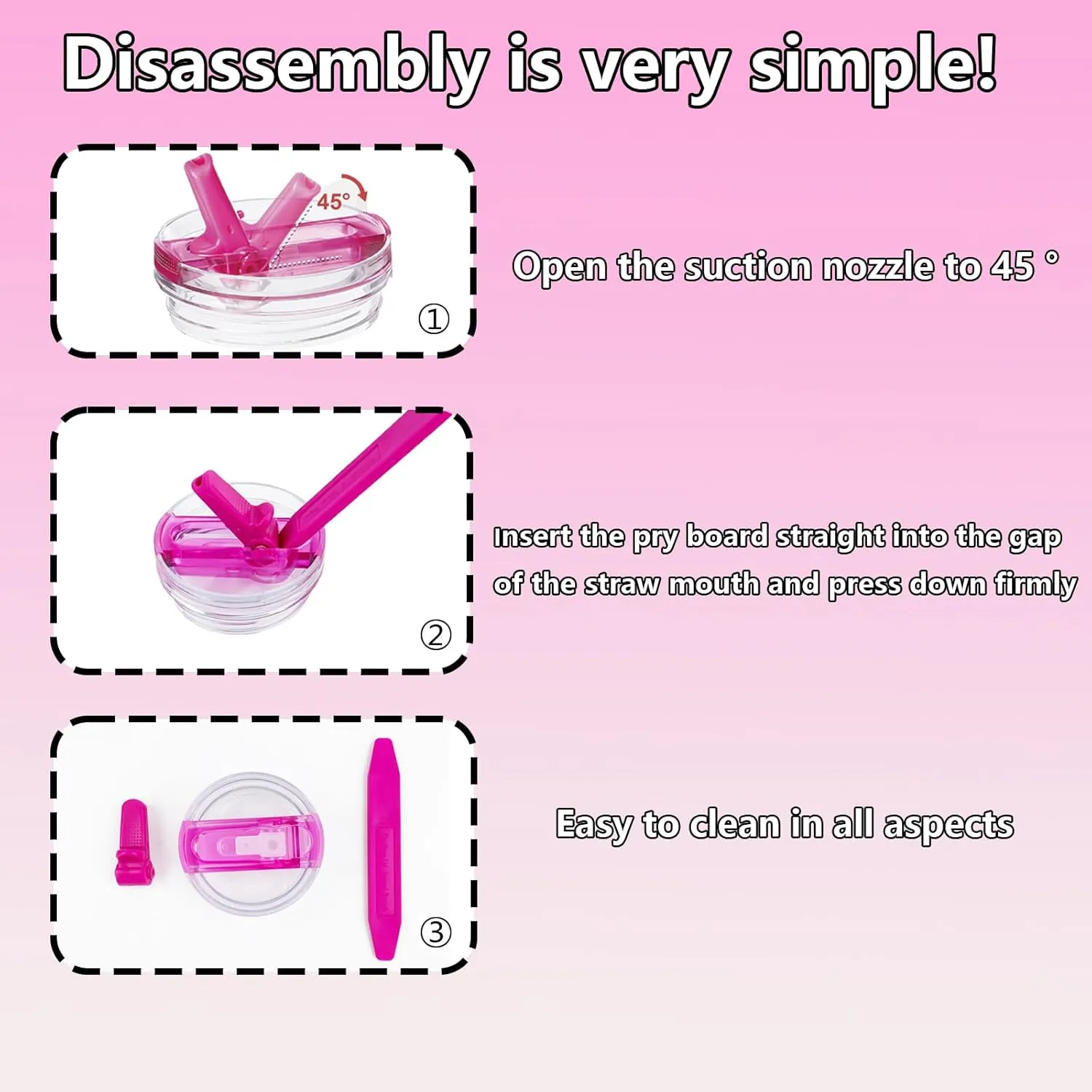 2 Pack 40oz Detachable Flip Straw Leak Proof Lid, Replacement Lid 40 oz apply to Stanley H2.0 Quencher ProTour (Rose Red&Black)