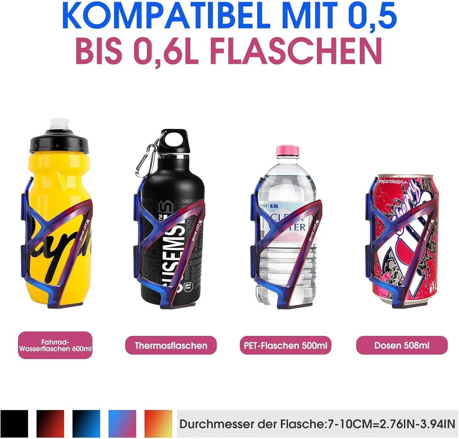 Bike Water Bottle Cage, Durable Ultralight Plastic Water Drink Holder Rack, Lightweight PC Water Bottle Holder for Bicycle, Cycling Bottle Holder Cages for MTB, Road Bike, Mountain Bikes