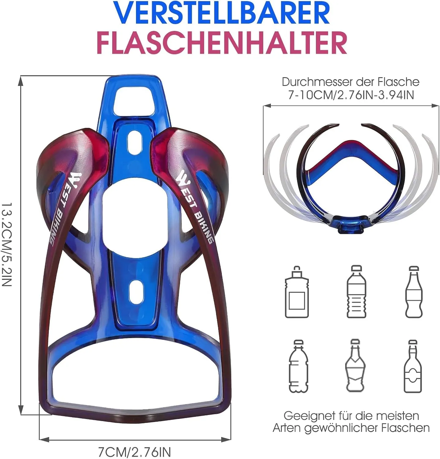 Bike Water Bottle Cage, Durable Ultralight Plastic Water Drink Holder Rack, Lightweight PC Water Bottle Holder for Bicycle, Cycling Bottle Holder Cages for MTB, Road Bike, Mountain Bikes