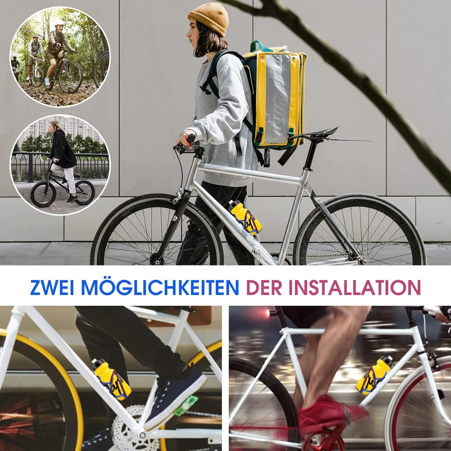 Bike Water Bottle Cage, Durable Ultralight Plastic Water Drink Holder Rack, Lightweight PC Water Bottle Holder for Bicycle, Cycling Bottle Holder Cages for MTB, Road Bike, Mountain Bikes