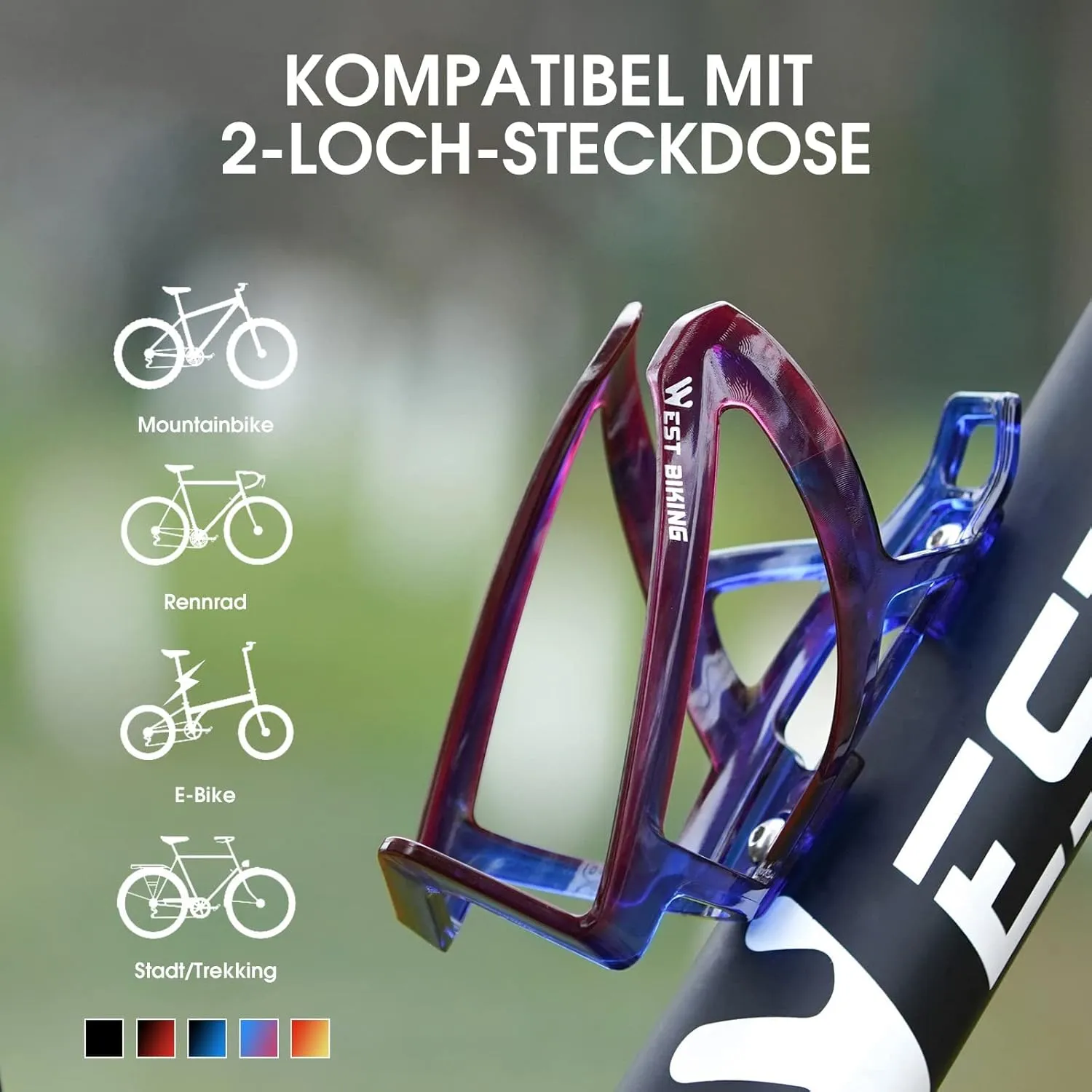 Bike Water Bottle Cage, Durable Ultralight Plastic Water Drink Holder Rack, Lightweight PC Water Bottle Holder for Bicycle, Cycling Bottle Holder Cages for MTB, Road Bike, Mountain Bikes