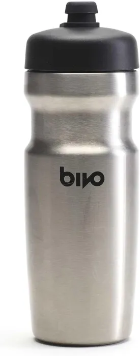 bivo Trio Mini 17oz Insulated Stainless Steel Bike Water Bottle - for Cycling - Compact, Fits Most Cages, Dishwasher Safe, High Flow Sports Nozzle - Keeps Drinks Cold 12  Hours - (Raw)