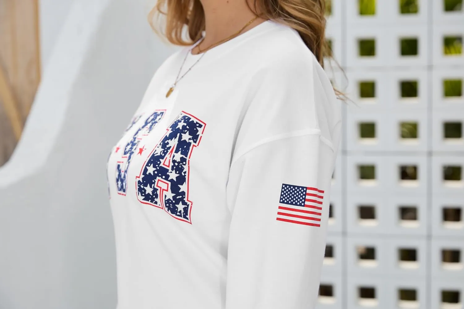 Dressmine Womens Usa Sweatshirt Long Sleeve Graphic 4Th Of July Flag Shirts 2025 Cute Knit Casual Pullover