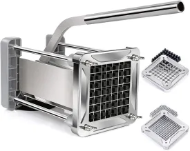 French Fry Cutter, Sopito Professional Potato Cutter Stainless Steel with 1/2-Inch and 1/4-Inch Blade Great for Potatoes Carrots Cucumbers