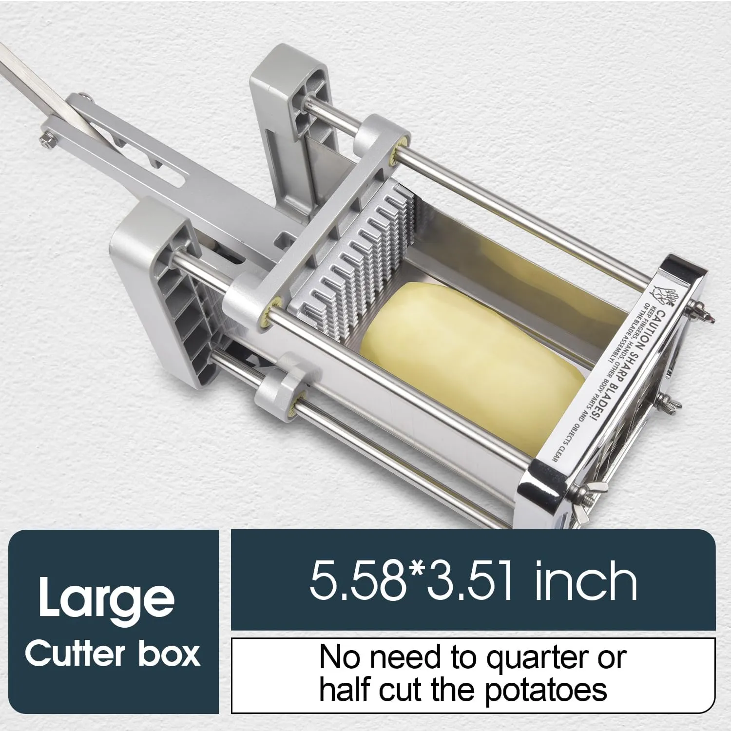 French Fry Cutter, Sopito Professional Potato Cutter Stainless Steel with 1/2-Inch and 1/4-Inch Blade Great for Potatoes Carrots Cucumbers