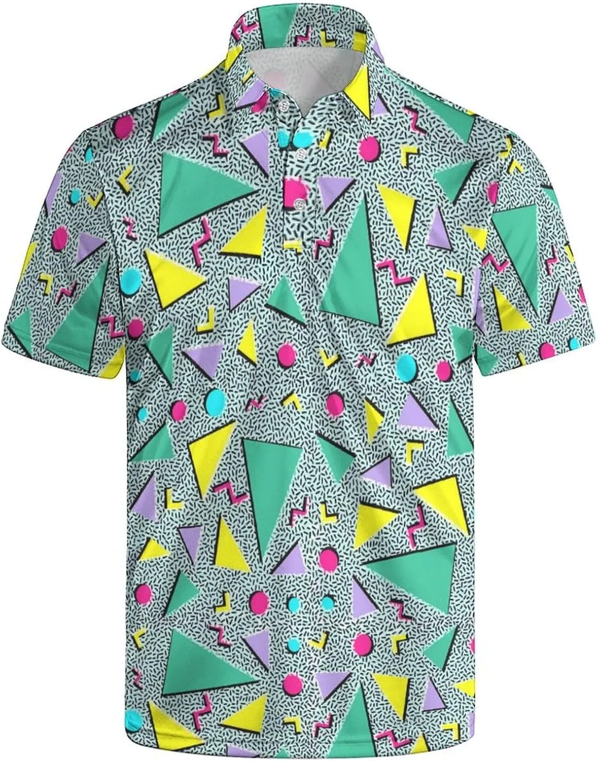 Golf Shirts for Men Printed Quick Dry Short Sleeve Performance Polo Shirts Moisture Wicking Collared Tennis T-Shirt