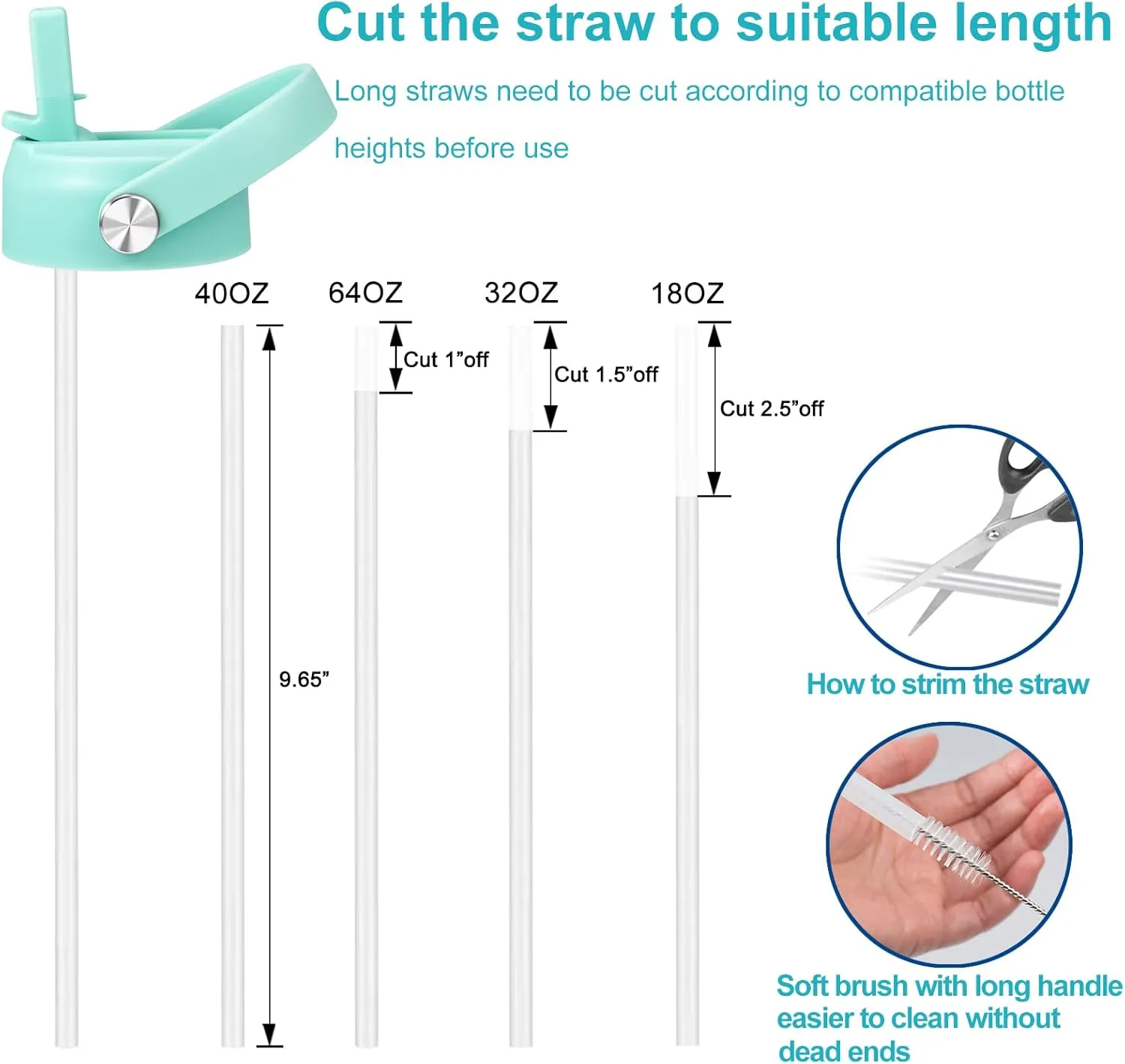 KMN Straw Lid for Hydro Flask Wide Mouth, Lids with Straw for Hydroflask 12 16 18 20 32 40 oz Wide Mouth, Replacement Straw Cap for Hydroflask, Top Sport Bottle Lids Accessories