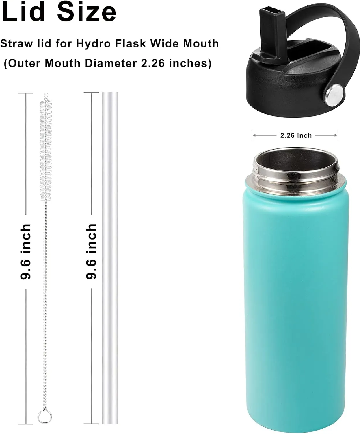 KMN Straw Lid for Hydro Flask Wide Mouth, Lids with Straw for Hydroflask 12 16 18 20 32 40 oz Wide Mouth, Replacement Straw Cap for Hydroflask, Top Sport Bottle Lids Accessories