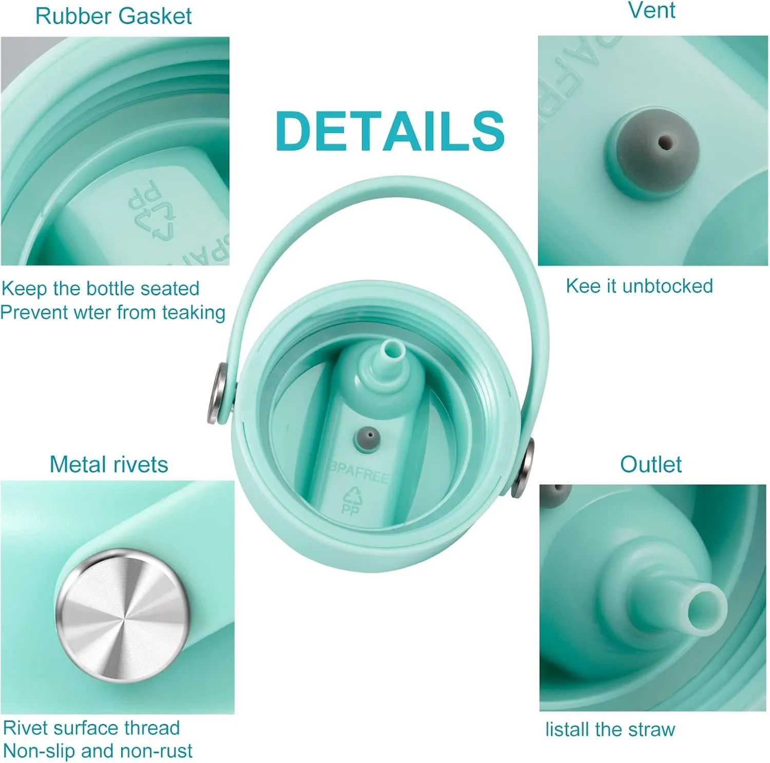 KMN Straw Lid for Hydro Flask Wide Mouth, Lids with Straw for Hydroflask 12 16 18 20 32 40 oz Wide Mouth, Replacement Straw Cap for Hydroflask, Top Sport Bottle Lids Accessories