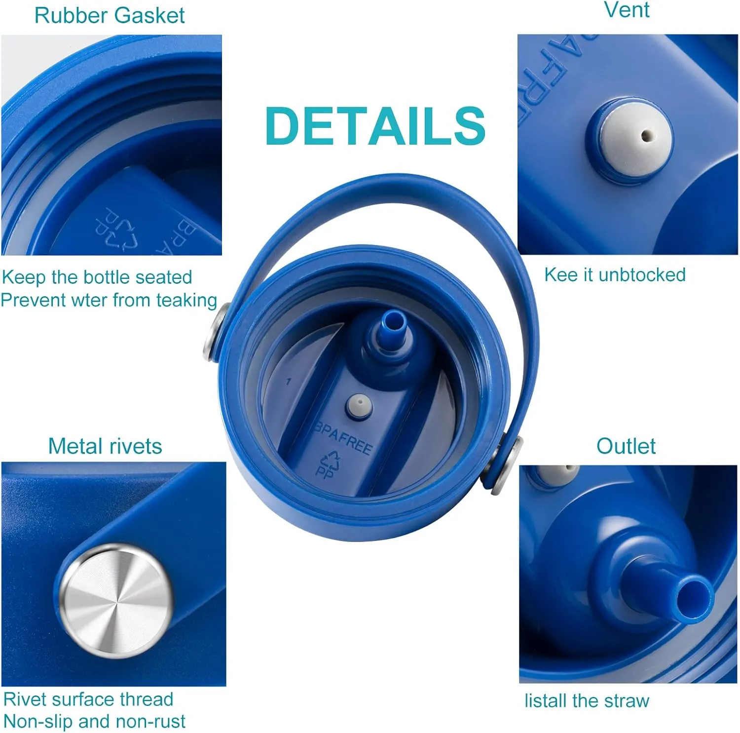 KMN Straw Lid for Hydro Flask Wide Mouth, Lids with Straw for Hydroflask 12 16 18 20 32 40 oz Wide Mouth, Replacement Straw Cap for Hydroflask, Top Sport Bottle Lids Accessories