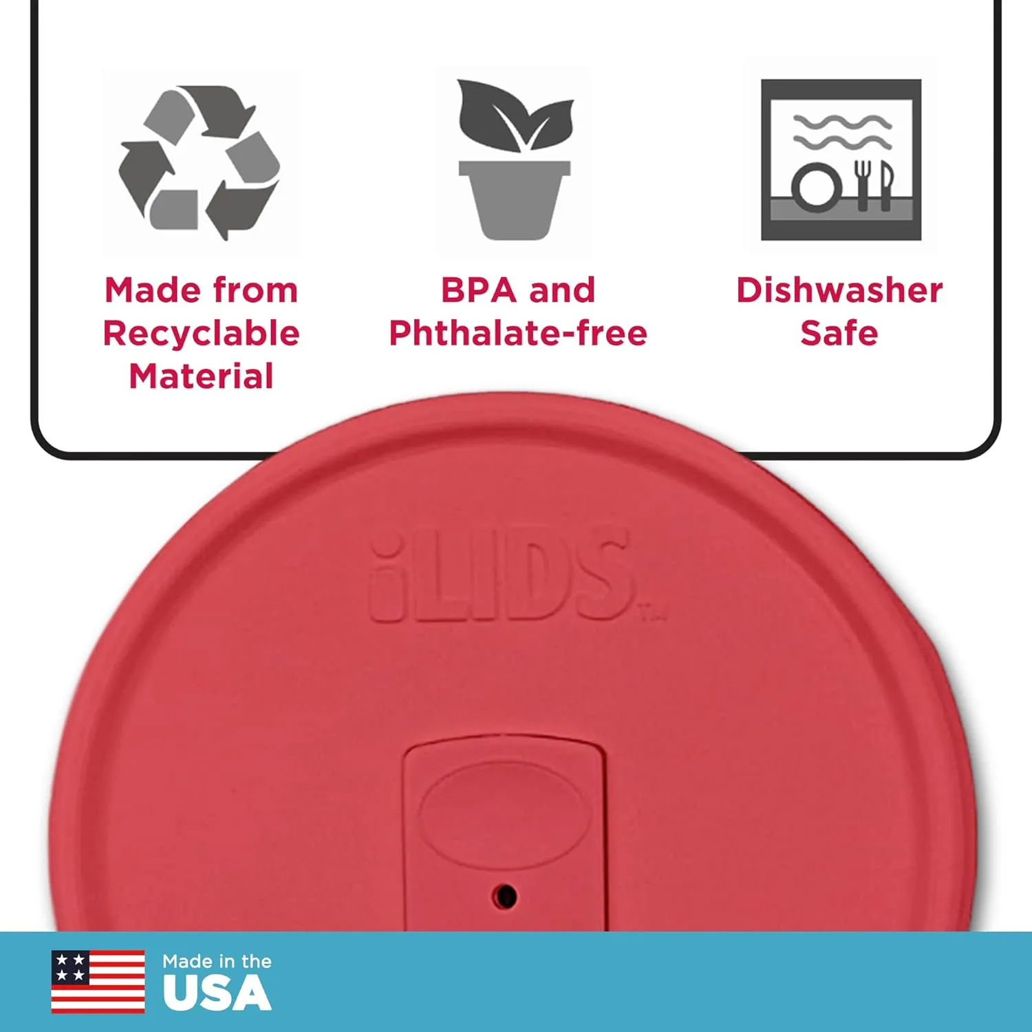 Mason Jar Drink Lid, Wide Mouth, Coral, 2-Pack