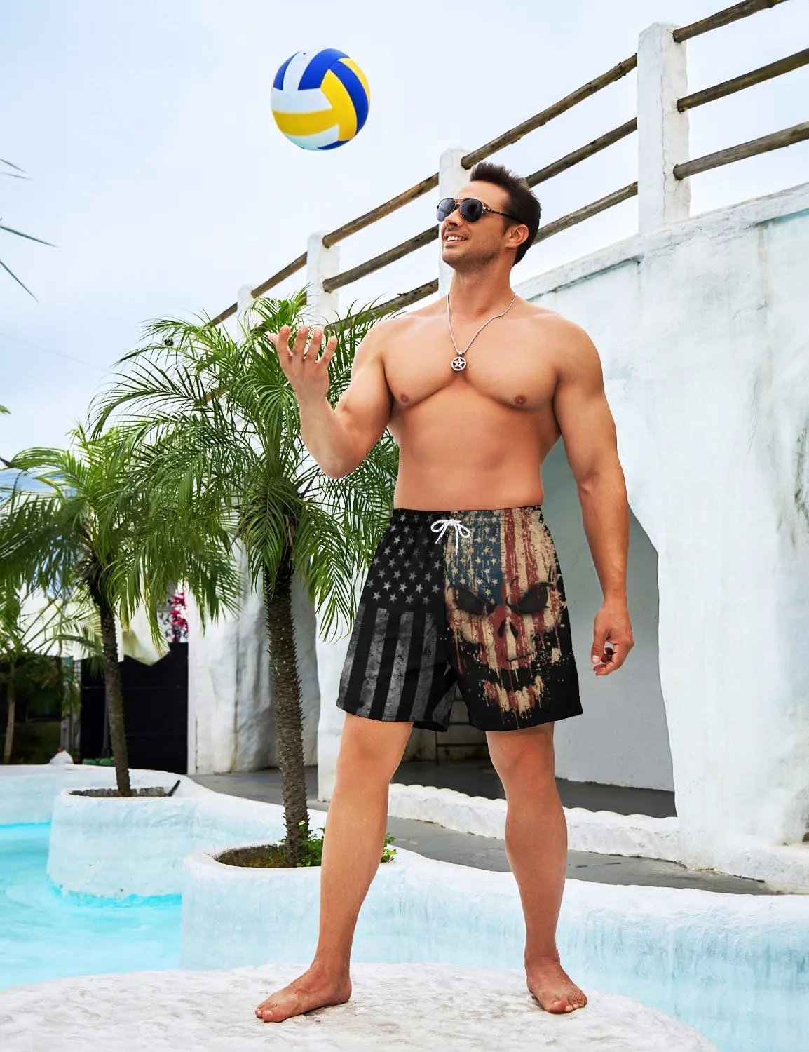 Mens Swim Trunks Swimming Trunks with Compression Liner Board Shorts 7 inch Swim Shorts Swimsuit