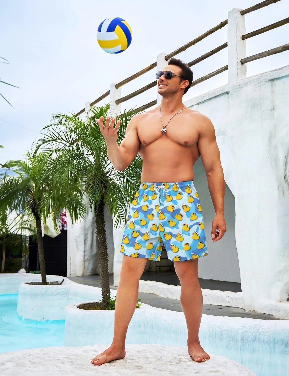 Mens Swim Trunks Swimming Trunks with Compression Liner Board Shorts 7 inch Swim Shorts Swimsuit