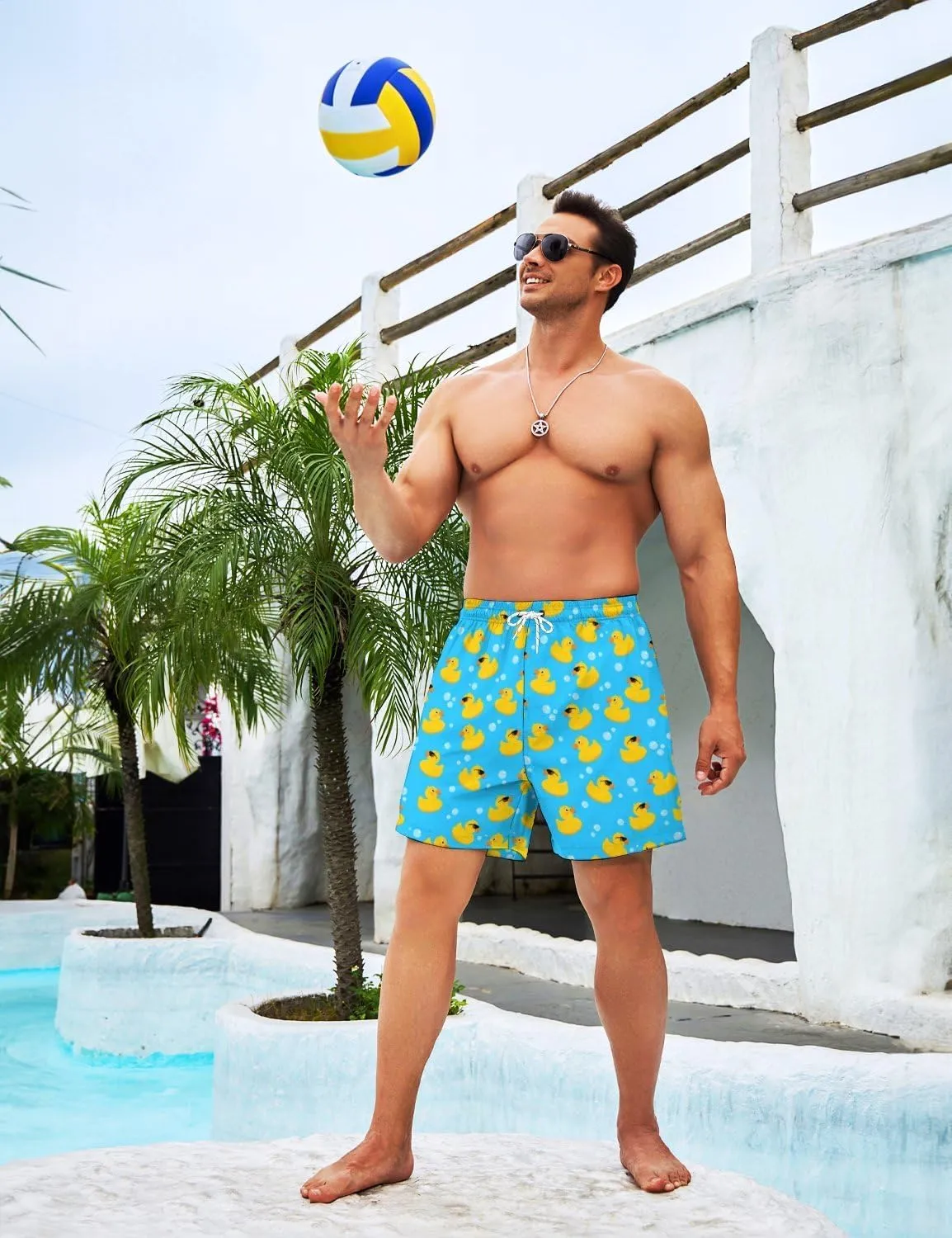Mens Swim Trunks Swimming Trunks with Compression Liner Board Shorts 7 inch Swim Shorts Swimsuit
