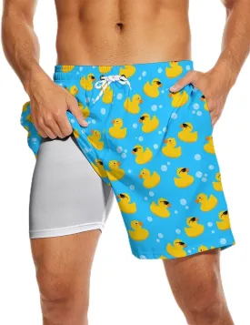 Mens Swim Trunks Swimming Trunks with Compression Liner Board Shorts 7 inch Swim Shorts Swimsuit