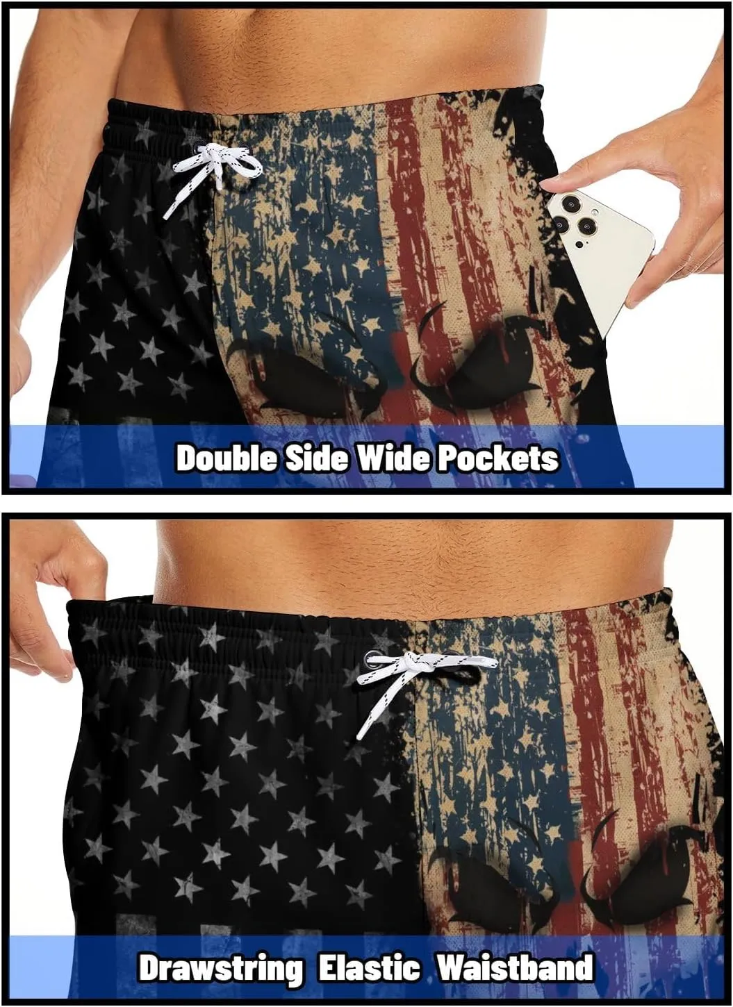 Mens Swim Trunks Swimming Trunks with Compression Liner Board Shorts 7 inch Swim Shorts Swimsuit