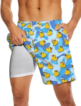 Mens Swim Trunks Swimming Trunks with Compression Liner Board Shorts 7 inch Swim Shorts Swimsuit