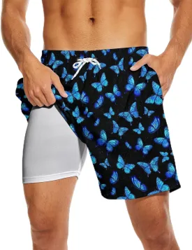 Mens Swim Trunks Swimming Trunks with Compression Liner Board Shorts 7 inch Swim Shorts Swimsuit
