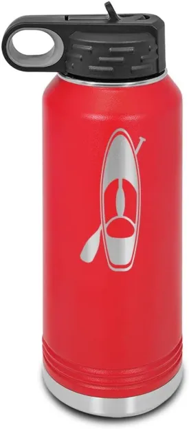 Paddle Board and Paddle Laser Engraved Water Bottle Customizable Polar Camel Stainless Steel with Straw - paddle boarding sticker pabbleboard sup stand up v2 Red 32 oz