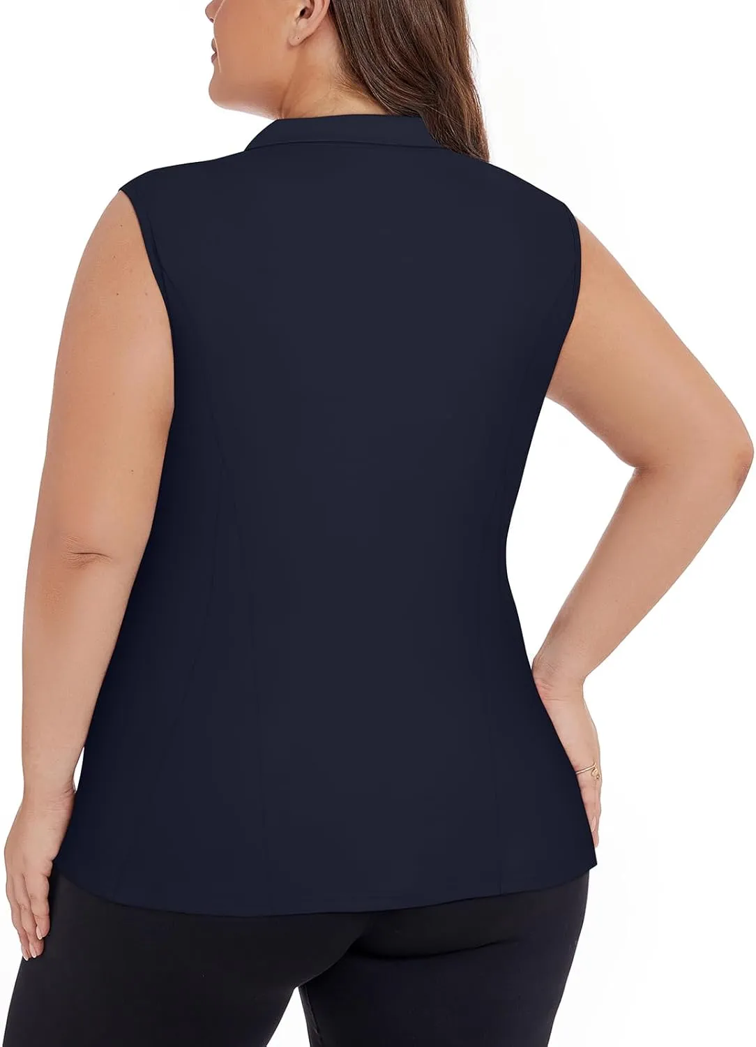 Plus Size Golf Polo Shirts for Women 1/4 Zip Up Quick Dry Sleeveless Workout Tank Tops XL-5XL