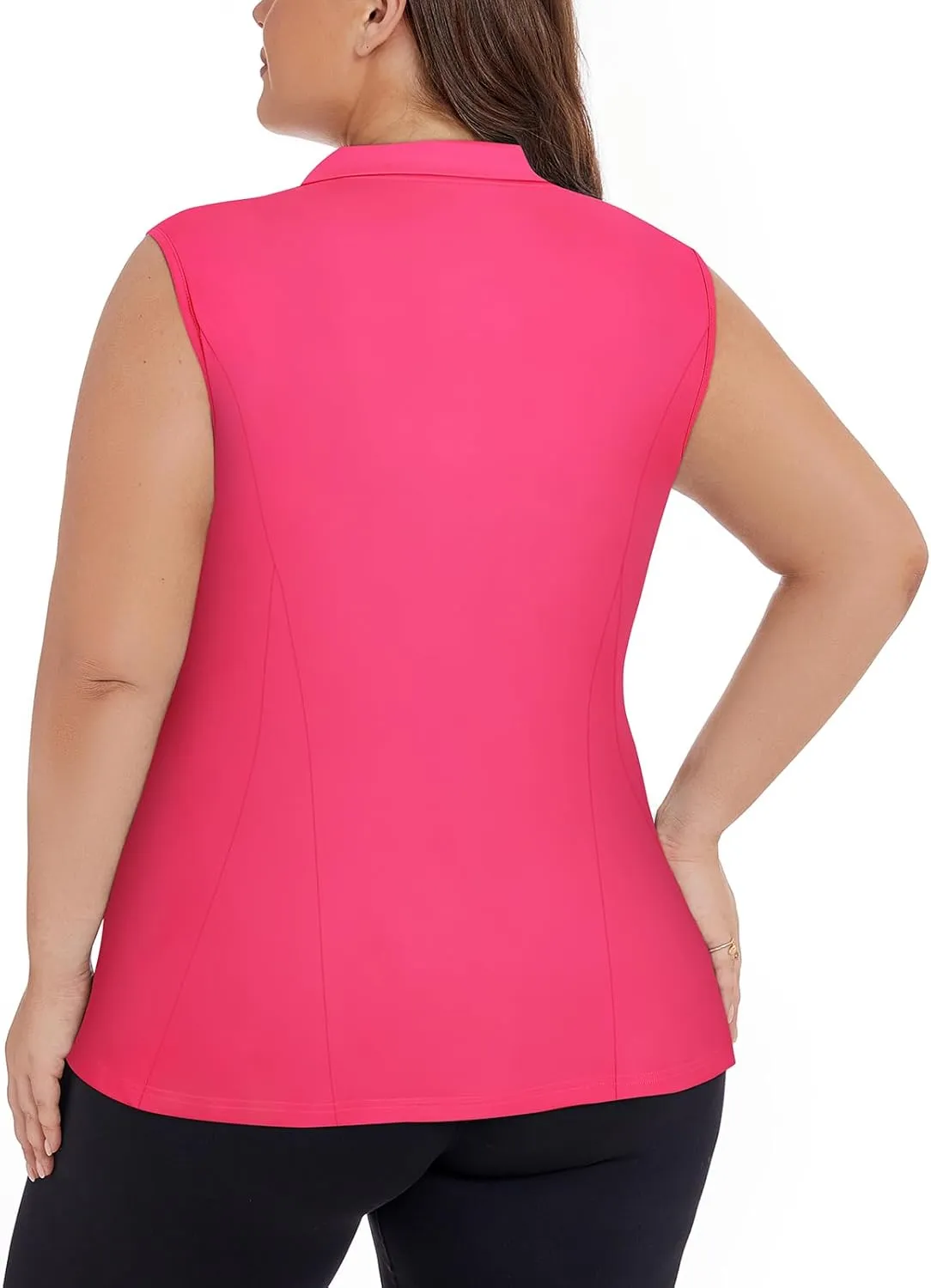 Plus Size Golf Polo Shirts for Women 1/4 Zip Up Quick Dry Sleeveless Workout Tank Tops XL-5XL