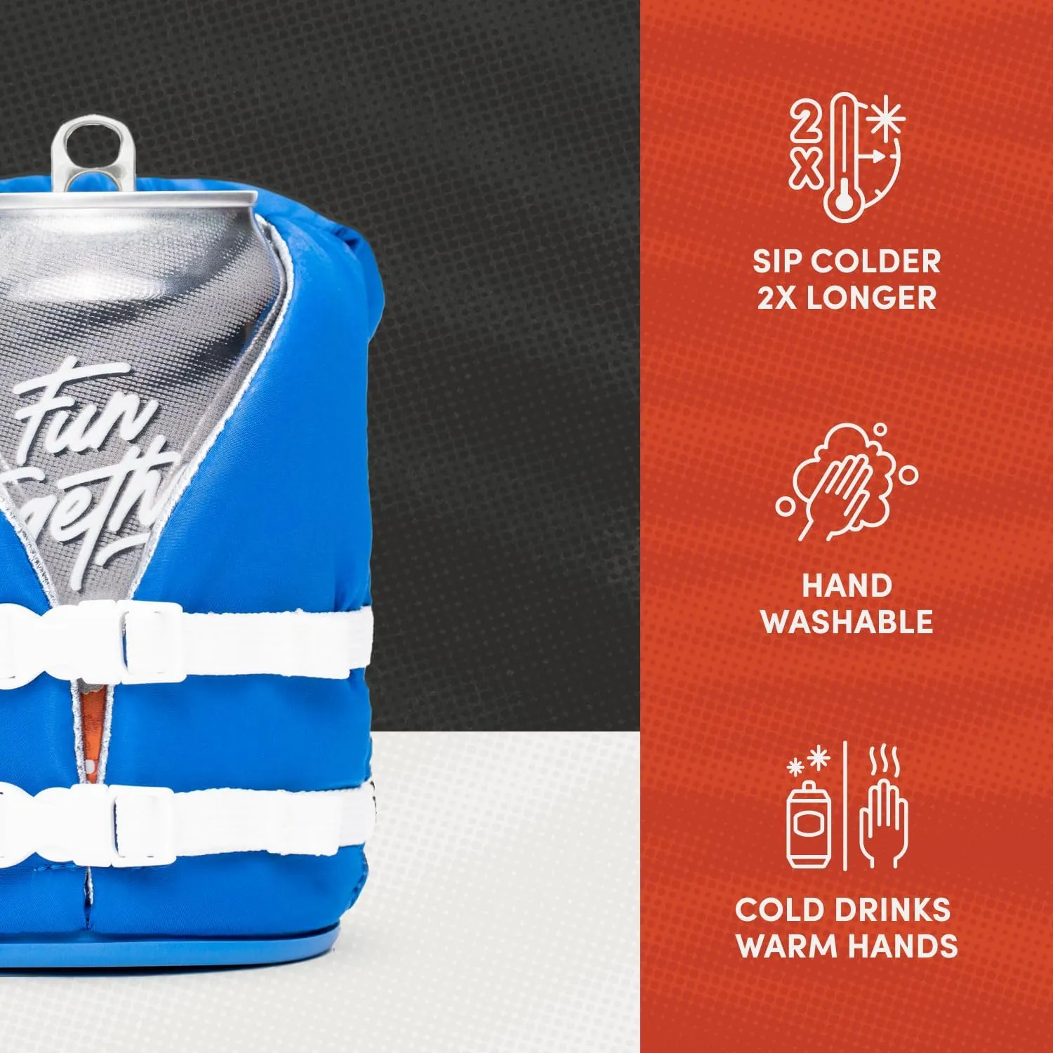 Puffin - The Buoy Life Vest - Insulated 12 oz Can Cooler I Beer Bottle & Soda Can Insulator, Keep Drinks and Beverages Cold - Party Pink