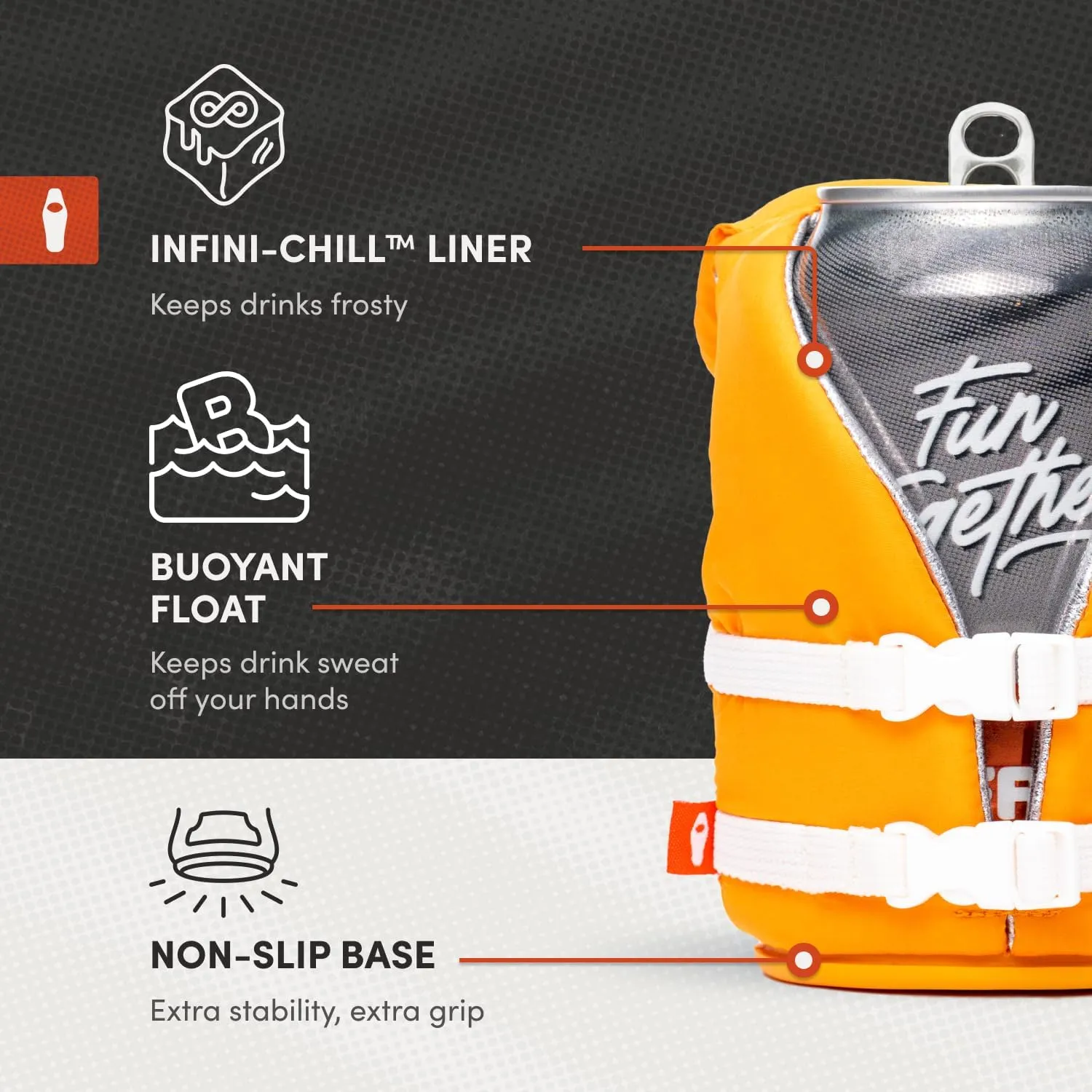 Puffin - The Buoy Life Vest - Insulated 12 oz Can Cooler I Beer Bottle & Soda Can Insulator, Keep Drinks and Beverages Cold - Party Pink