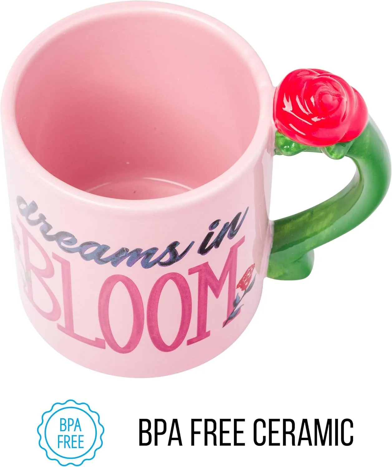 Silver Buffalo Disney Belle Dreams in Bloom Roses Shaped Handle Ceramic Mug, 20 Ounces