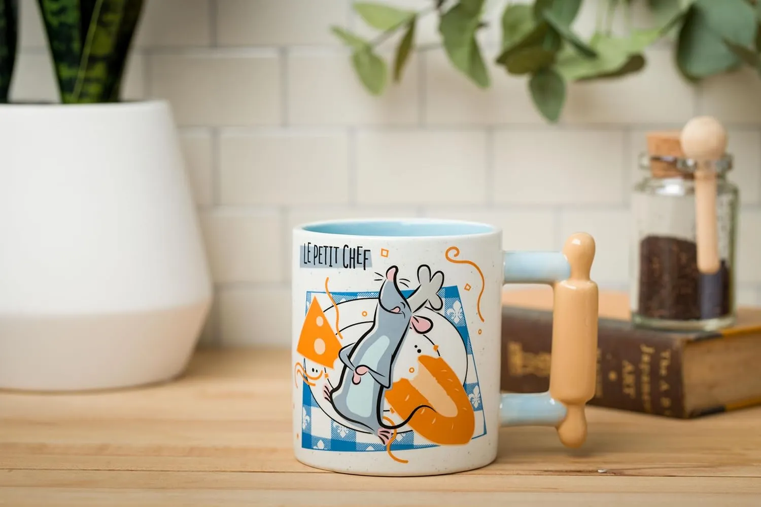 Silver Buffalo Ratatouille Little Chef Shaped Handle Ceramic Mug, 20 Ounces