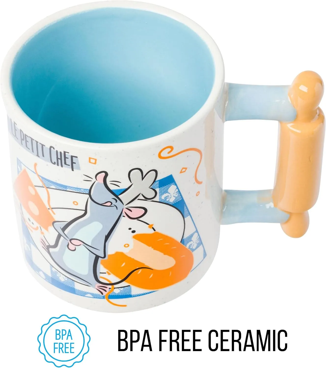 Silver Buffalo Ratatouille Little Chef Shaped Handle Ceramic Mug, 20 Ounces
