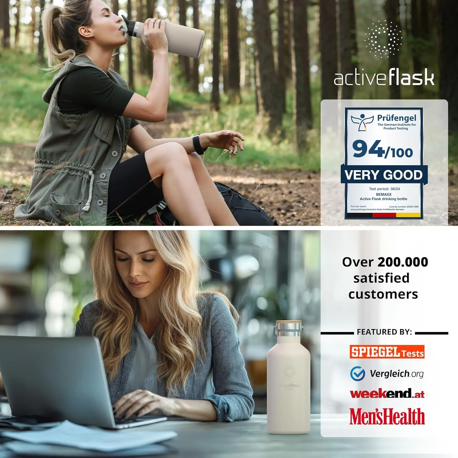 Stainless Steel Water Bottle with Straw, Infuser & 3 Lids: 18/32 OZ Leak-Proof Vacuum Insulated ACTIVE FLASK Drinking Bottles Hot Cold: Double Walled Outdoor Drink Thermo Mug Tea Coffee Sport Gym Bike