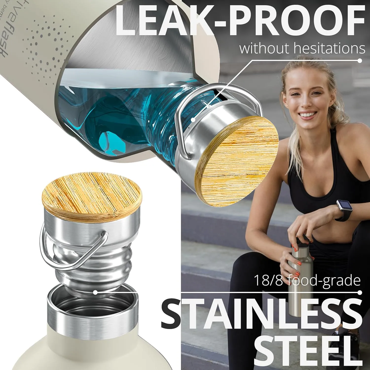 Stainless Steel Water Bottle with Straw, Infuser & 3 Lids: 18/32 OZ Leak-Proof Vacuum Insulated ACTIVE FLASK Drinking Bottles Hot Cold: Double Walled Outdoor Drink Thermo Mug Tea Coffee Sport Gym Bike