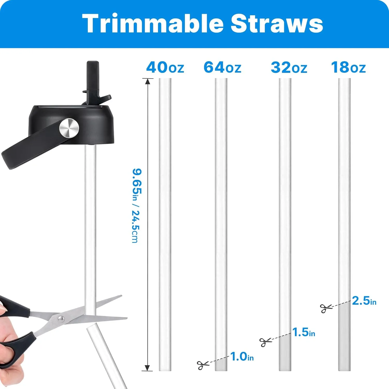 Straw Lid for Hydroflask, Lids with Straw for Hydro Flask 12 16 18 20 32 40 64oz Wide Mouth Water Bottles, Replacement Cap Lid for Hydroflask, BPA Free