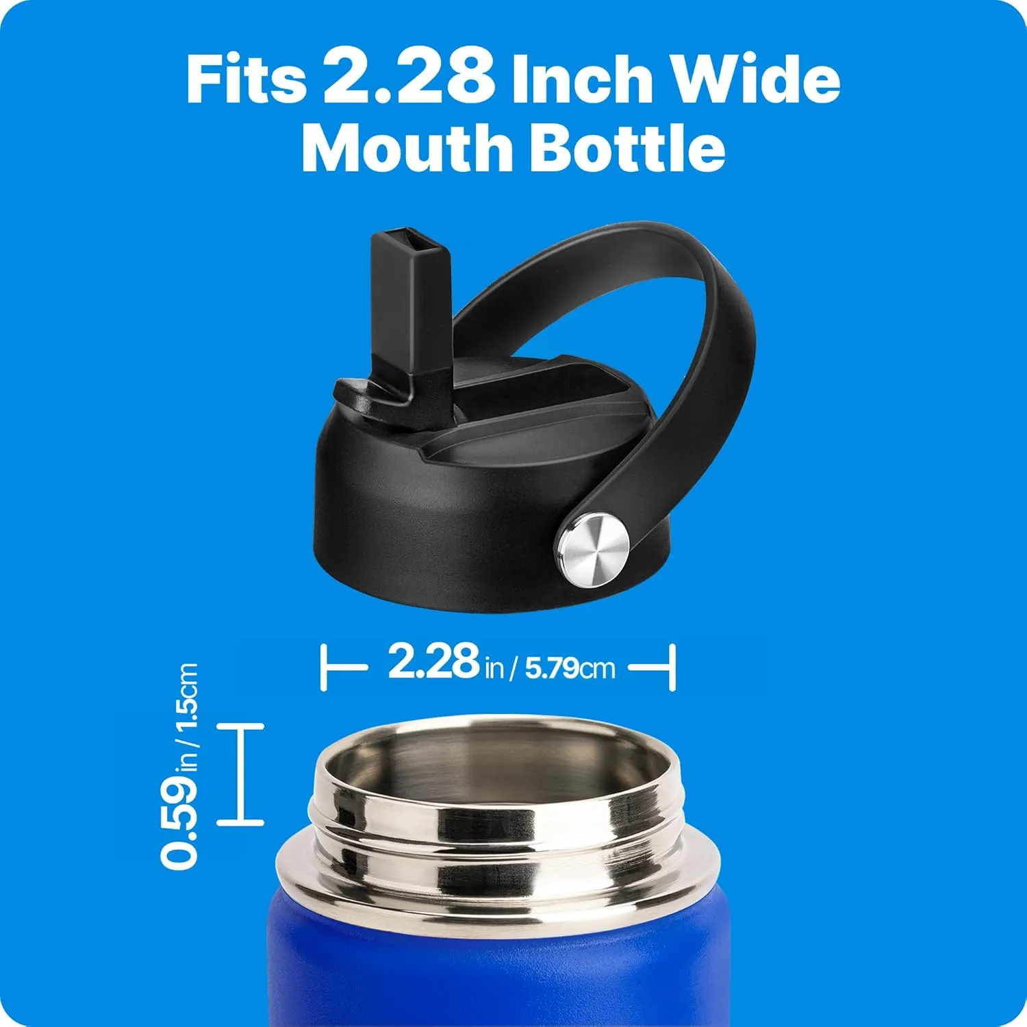 Straw Lid for Hydroflask, Lids with Straw for Hydro Flask 12 16 18 20 32 40 64oz Wide Mouth Water Bottles, Replacement Cap Lid for Hydroflask, BPA Free