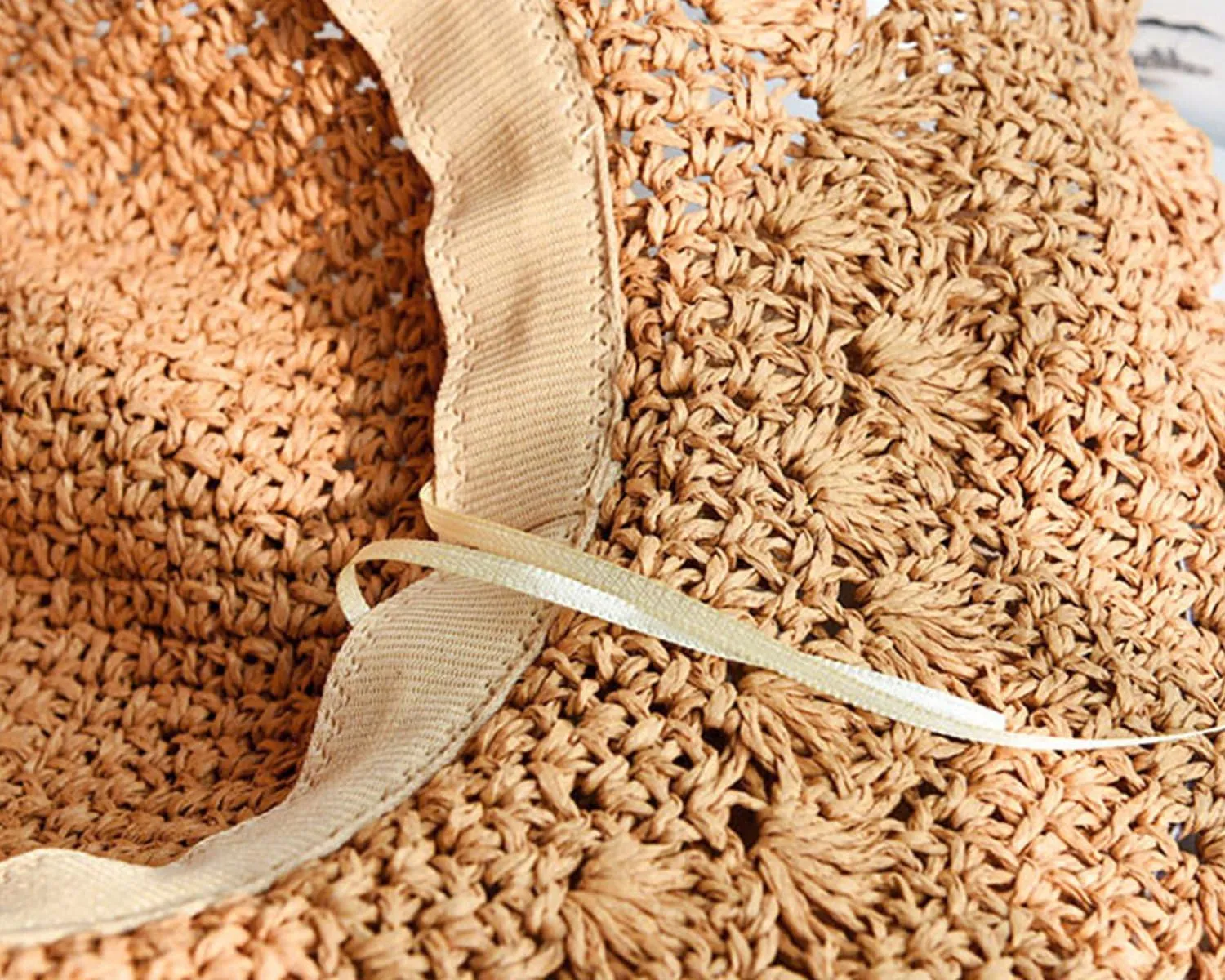 Summer Beach Sun Straw Hats for Women Wide Brim Packable Travel Bucket Hats UPF 50 