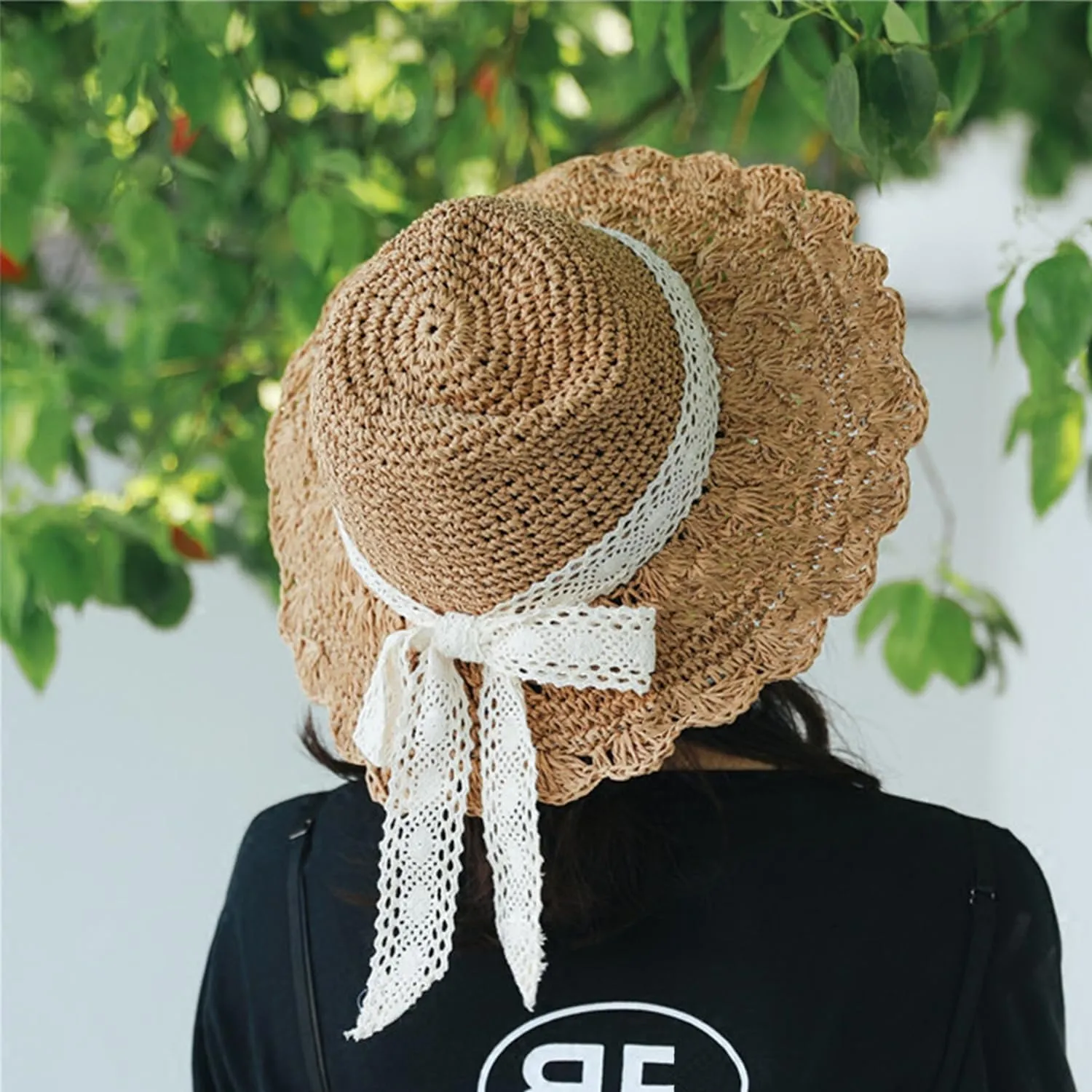 Summer Beach Sun Straw Hats for Women Wide Brim Packable Travel Bucket Hats UPF 50 
