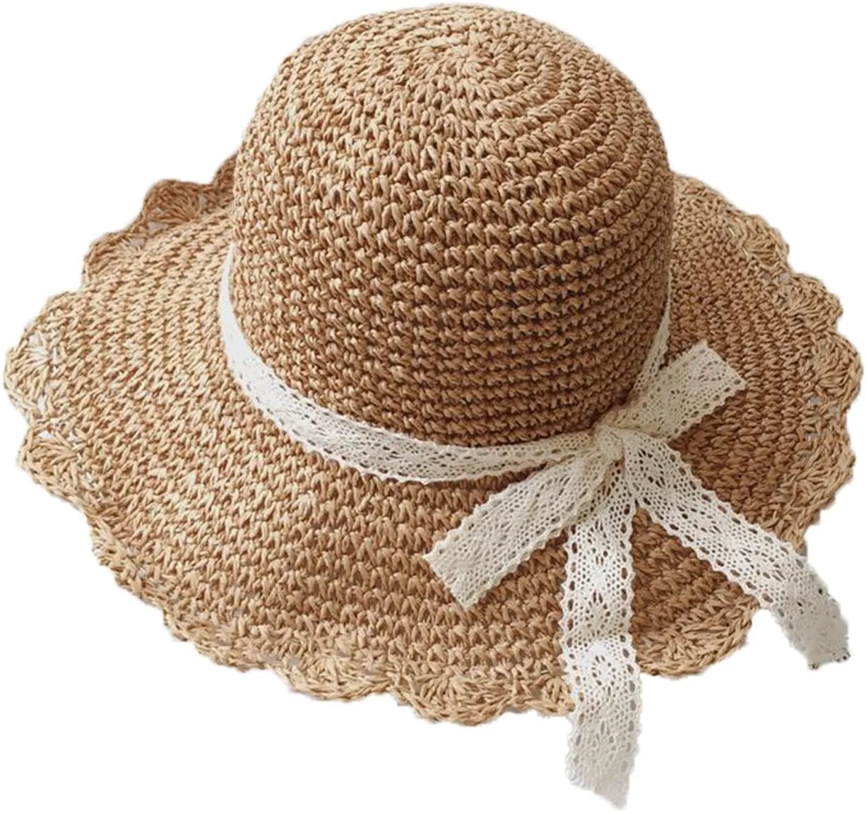Summer Beach Sun Straw Hats for Women Wide Brim Packable Travel Bucket Hats UPF 50 