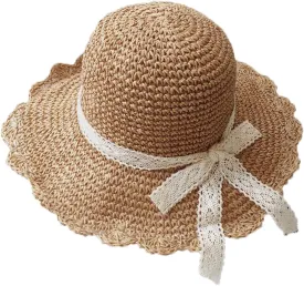 Summer Beach Sun Straw Hats for Women Wide Brim Packable Travel Bucket Hats UPF 50 