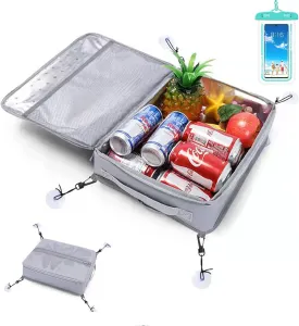 Sup Deck Cooler Bag-Deck Bag-Waterproof, Side Handles, Suction Cup Fixed, Mesh Top Pocket, Nylon Fabric Deck Accessories (Grey)