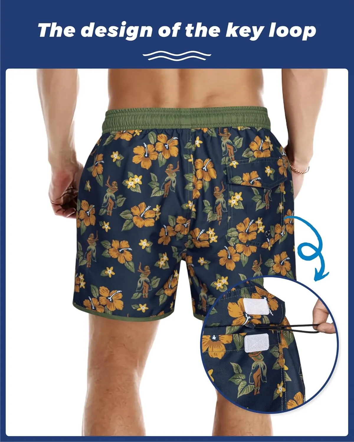 SURF CUZ Mens Swim Trunks 5" Swim Shorts Vintage Bathing Suits with Mesh Lining 80s 90s Retro Swimwear Board Shorts