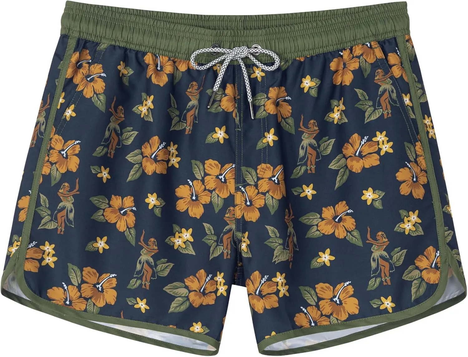 SURF CUZ Mens Swim Trunks 5" Swim Shorts Vintage Bathing Suits with Mesh Lining 80s 90s Retro Swimwear Board Shorts