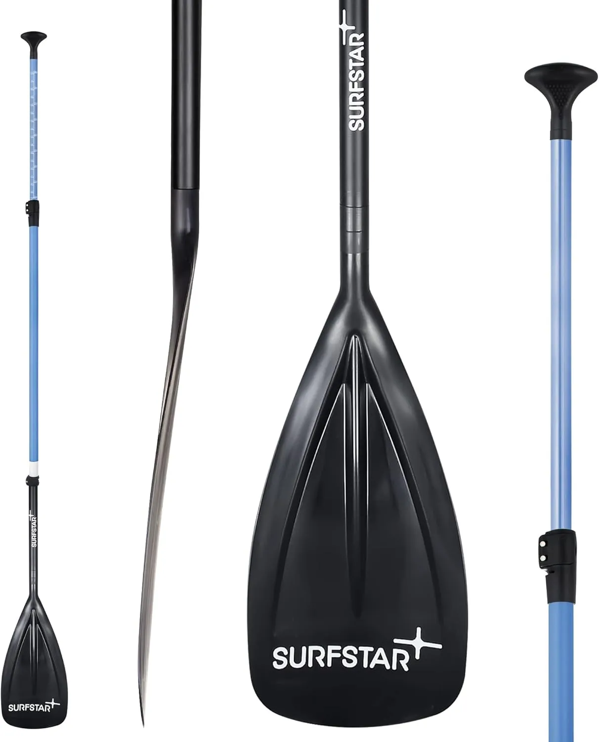 surfstar Fiberglass SUP Paddle, Floating Stand Up Paddle 3 Piece Adjustable Paddle Board Oars with Fiberglass Shaft and Nylon Blade, Paddleboard Paddle Length Adjustable 70-86 inches/180-220cm