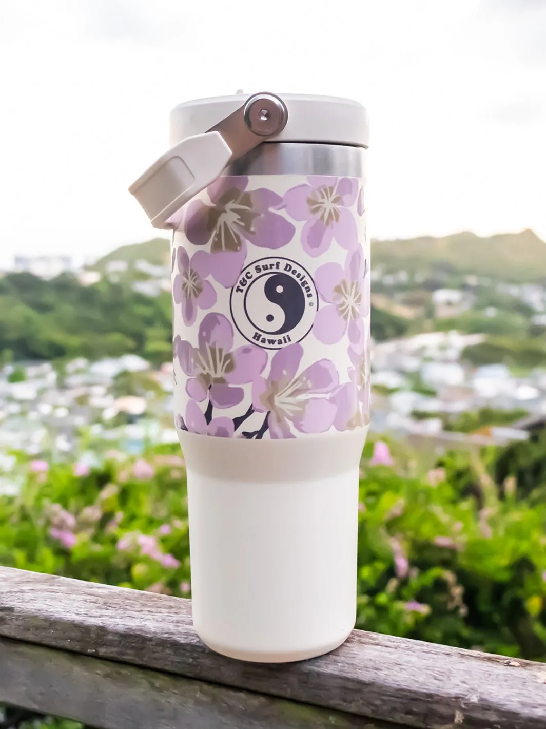 T&C Surf 30 oz Aloha Painted Sakura Stanley The IcefIow™ Flip Straw Tumbler