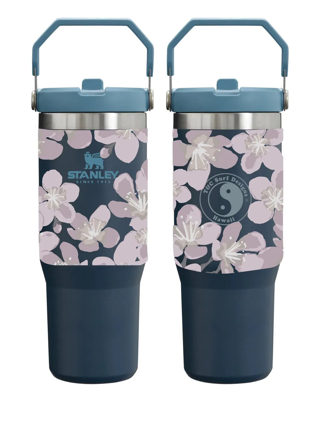 T&C Surf 30 oz Aloha Painted Sakura Stanley The IcefIow™ Flip Straw Tumbler