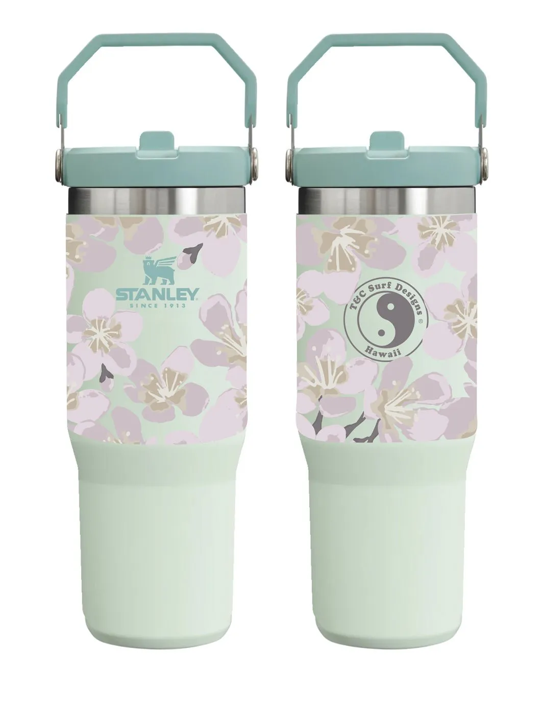 T&C Surf 30 oz Aloha Painted Sakura Stanley The IcefIow™ Flip Straw Tumbler