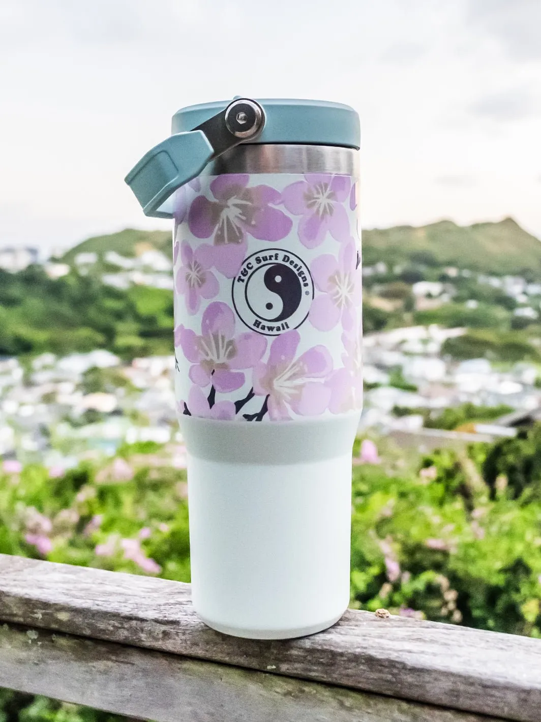 T&C Surf 30 oz Aloha Painted Sakura Stanley The IcefIow™ Flip Straw Tumbler