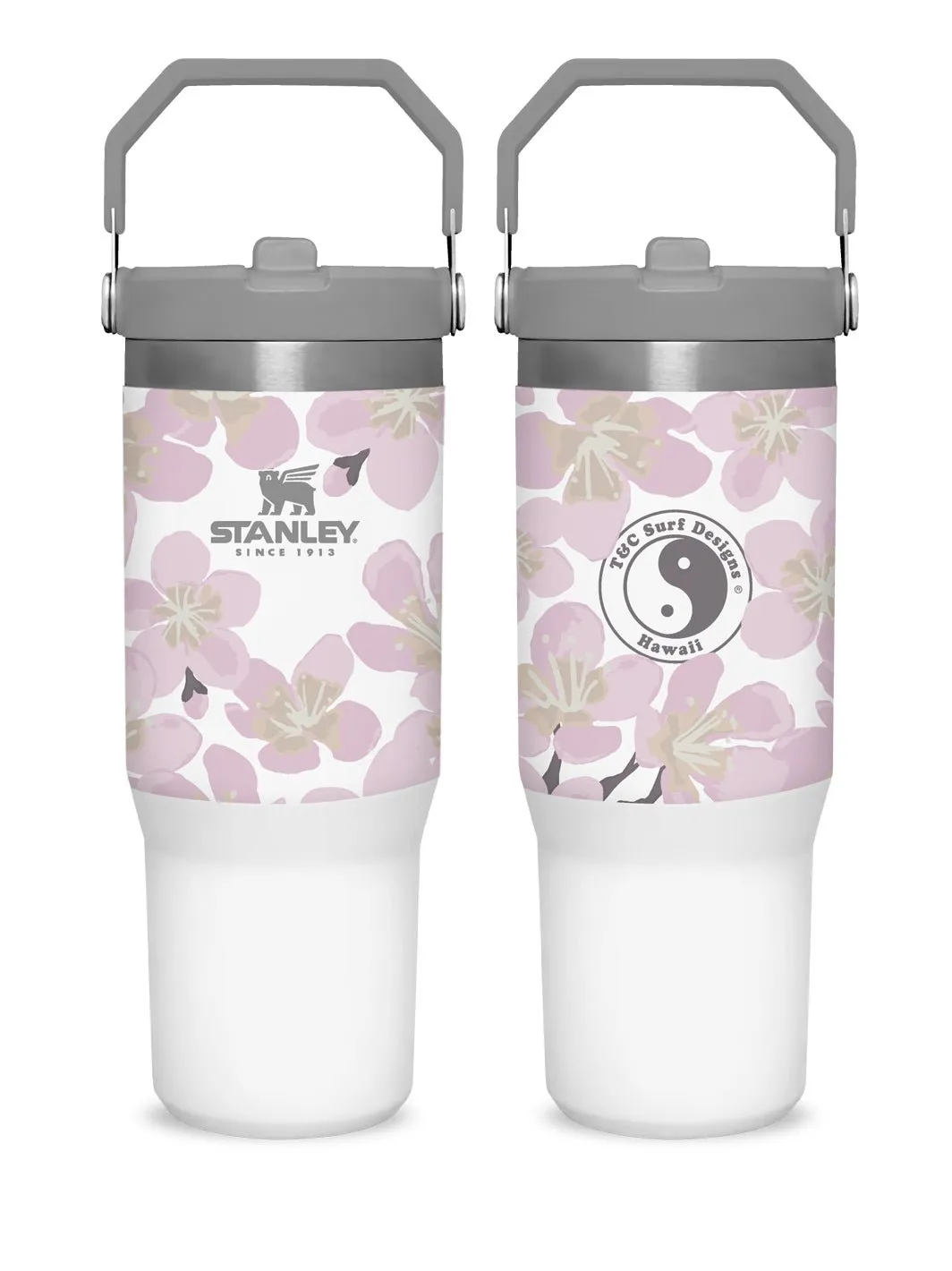 T&C Surf 30 oz Aloha Painted Sakura Stanley The IcefIow™ Flip Straw Tumbler