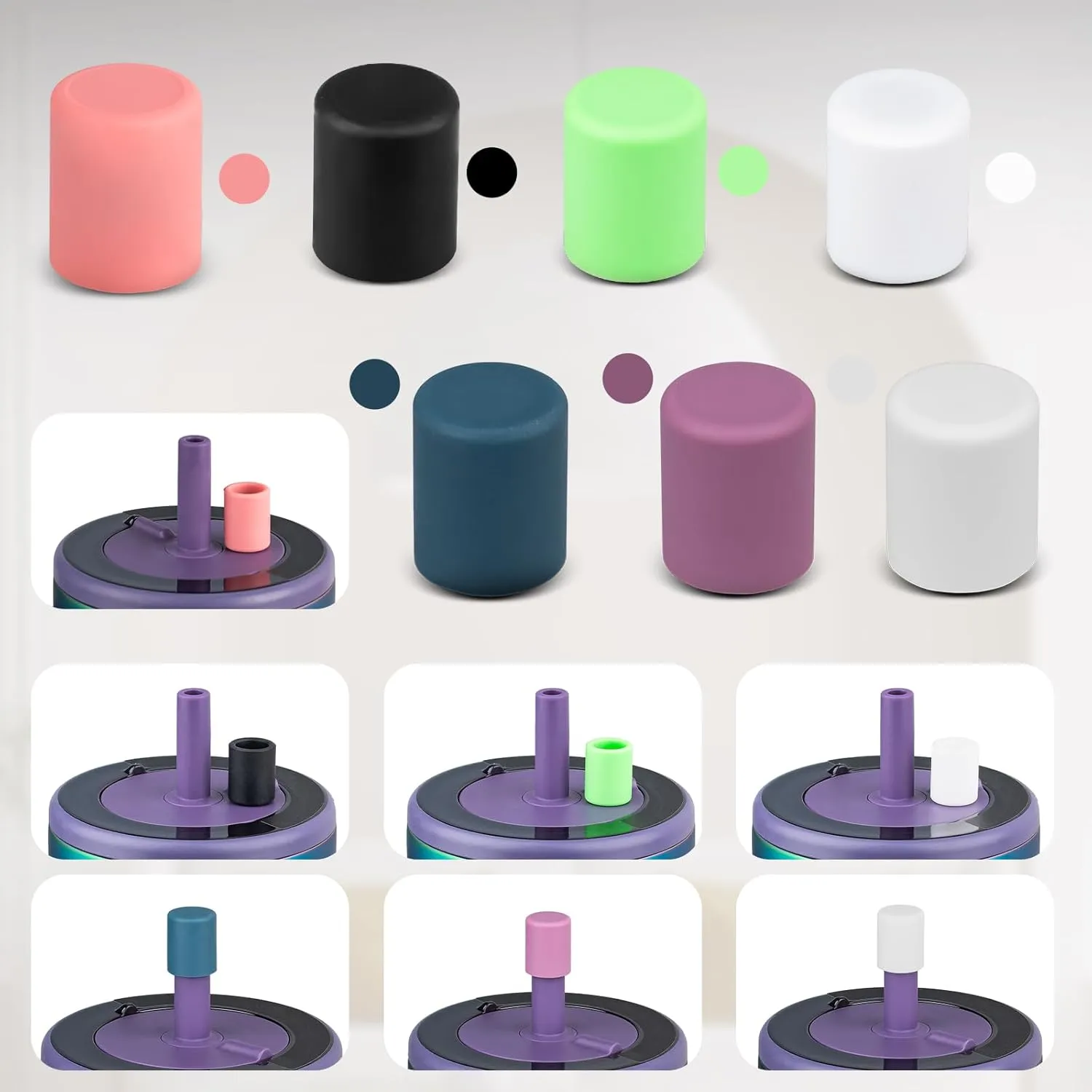 TERPINK 2 Pack Magnetic Straw Caps Compatible with BrMate All Era and Resa Tumblers, Silicone Straw Caps Toppers Compatible with Brumate Accessories, Straw Covers Protectors BPA Free (Black)