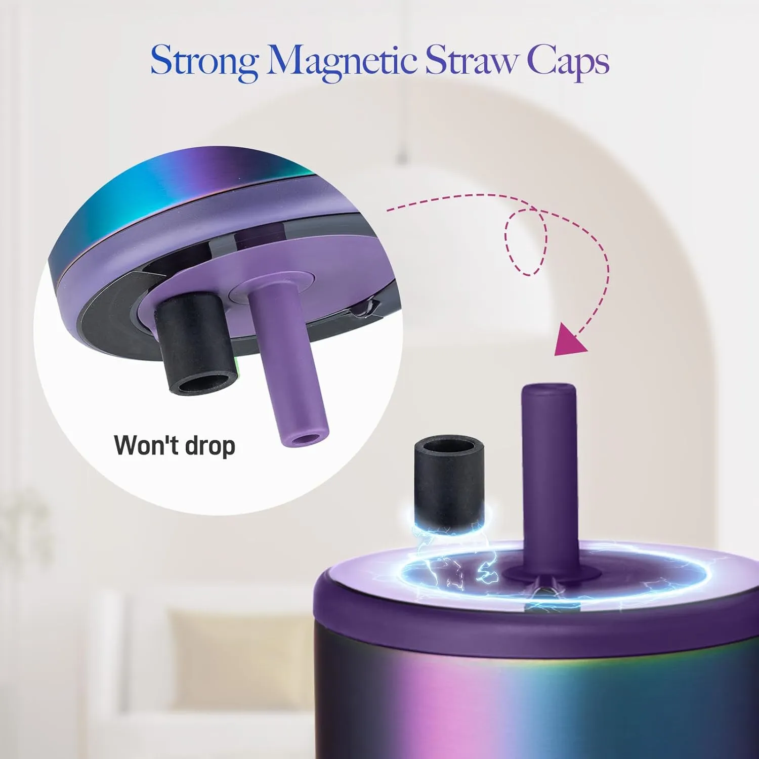 TERPINK 2 Pack Magnetic Straw Caps Compatible with BrMate All Era and Resa Tumblers, Silicone Straw Caps Toppers Compatible with Brumate Accessories, Straw Covers Protectors BPA Free (Black)