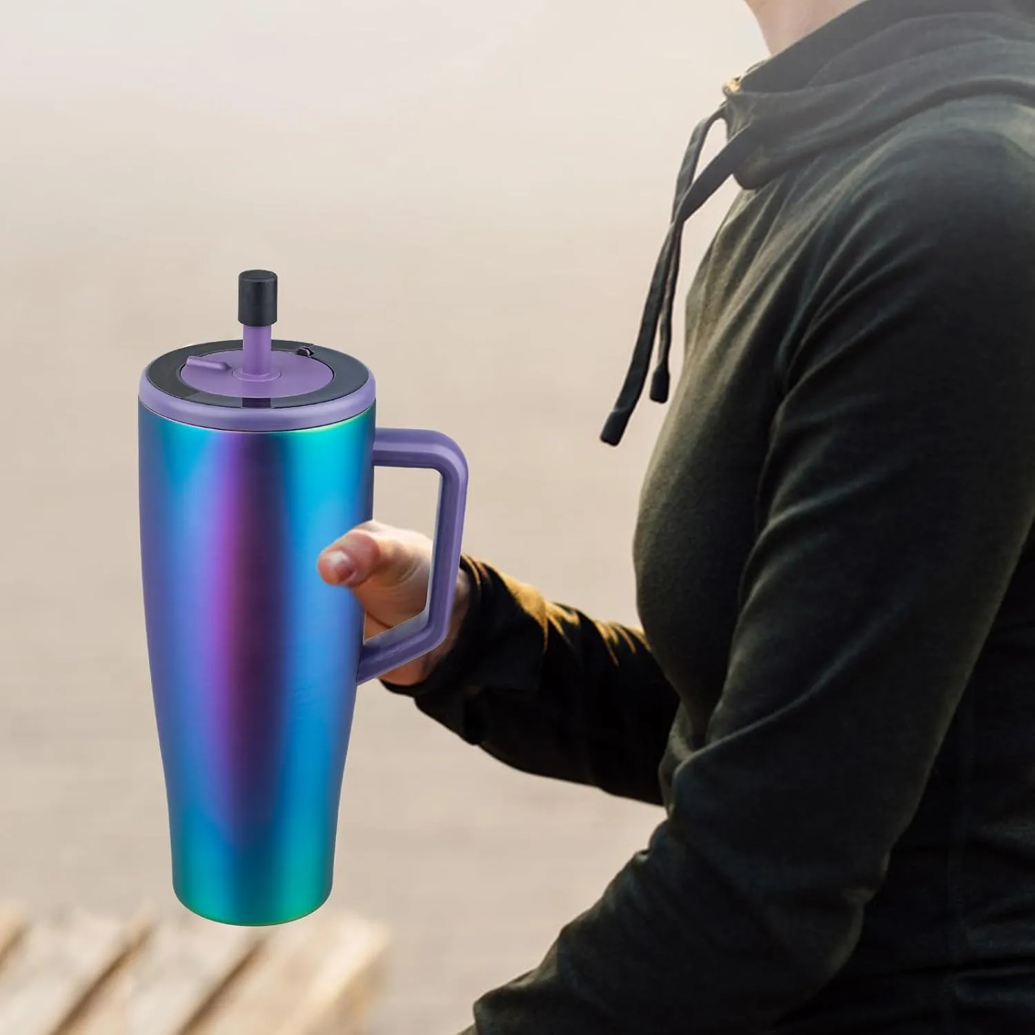 TERPINK 2 Pack Magnetic Straw Caps Compatible with BrMate All Era and Resa Tumblers, Silicone Straw Caps Toppers Compatible with Brumate Accessories, Straw Covers Protectors BPA Free (Black)